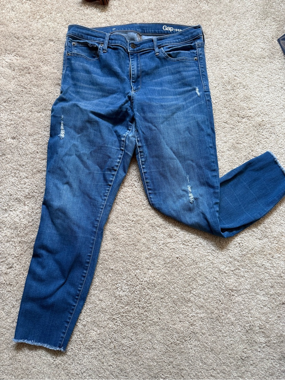 GAP Women's Dark Blue Distressed Slim Jeans